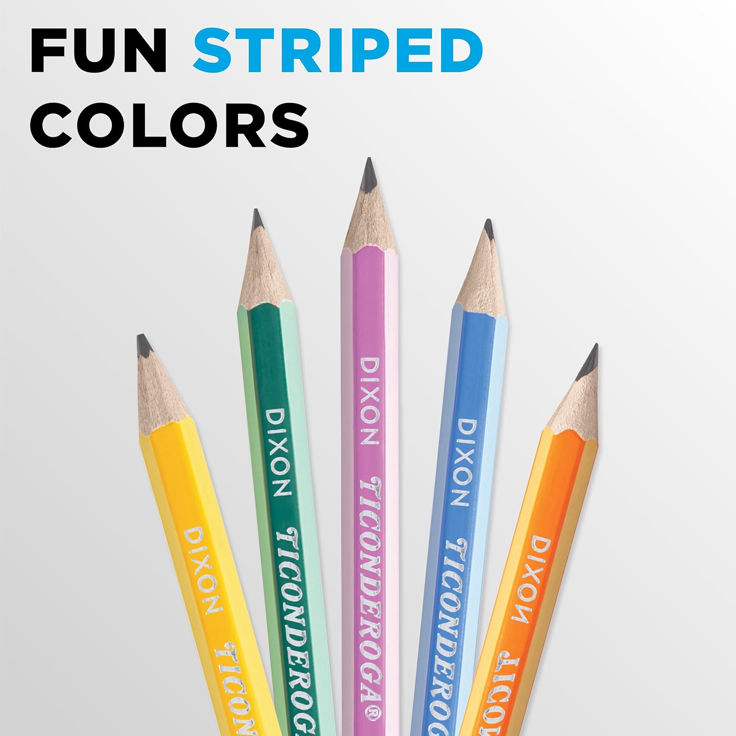 Ticonderoga X13910 Striped Wood-Cased Pencils, 2 HB Soft, Pre-Sharpened, 10 Count, Assorted Colors - Image 5