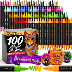 ARTISTRO 100 Acrylic Dual-Tip Glass Marker Pens for Wine Glasses