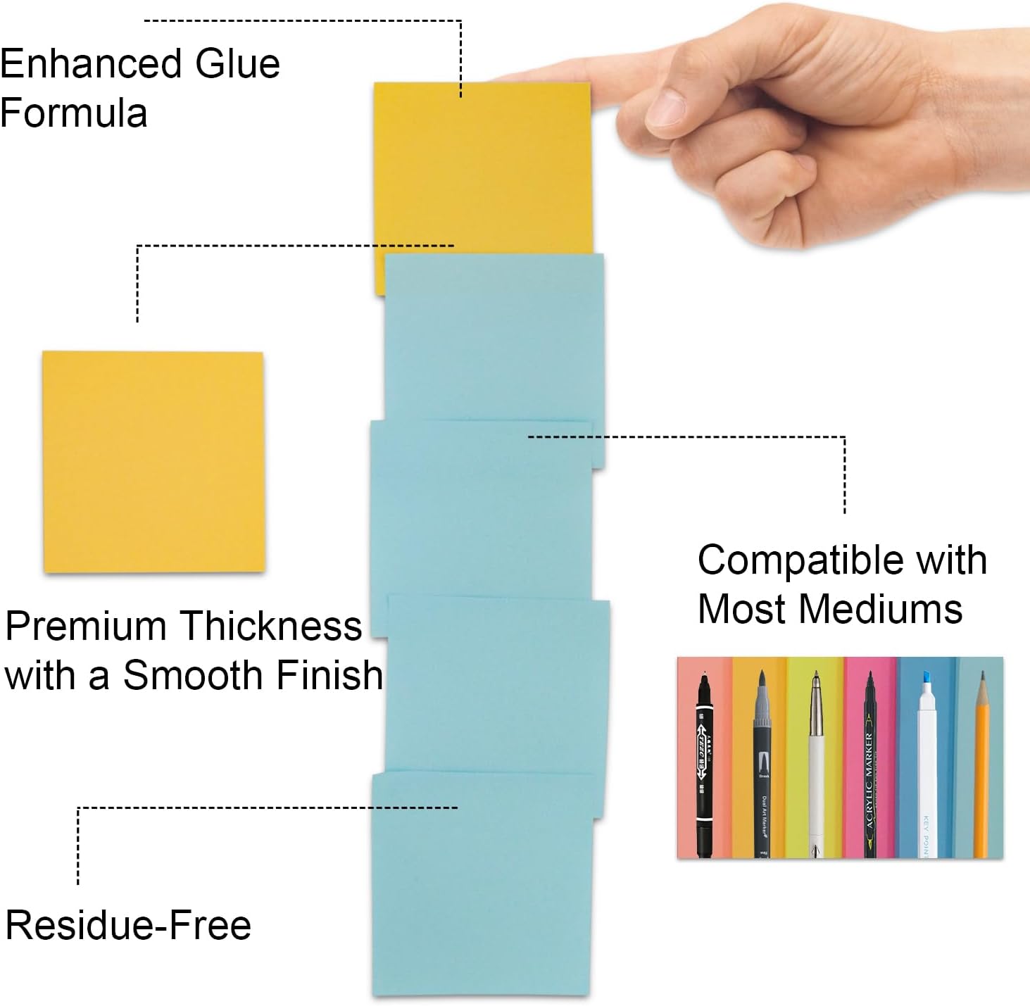 Realzeva Sticky Notes 3x3, Self-Sticky Notes Pad, 8 Pack-100 Sheet/Pad - Image 4